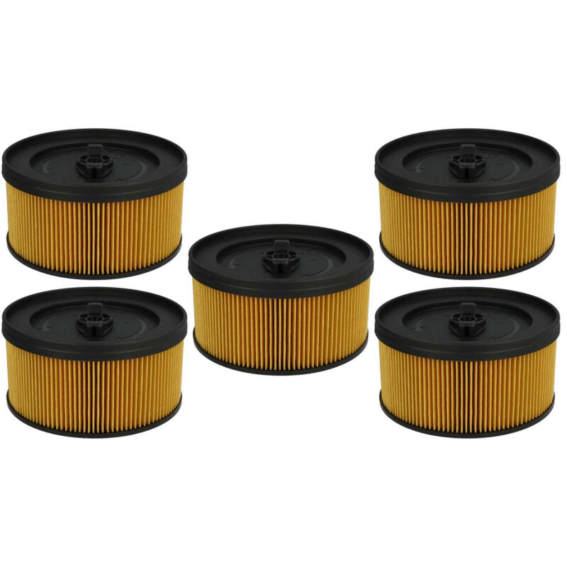 Vhbw - Lot de 5x filtres à cartouche compatible avec Kärcher wd 4, wd 4.200, wd 4.250, wd 4.290 aspirateur à sec ou humide - Filtre plissé