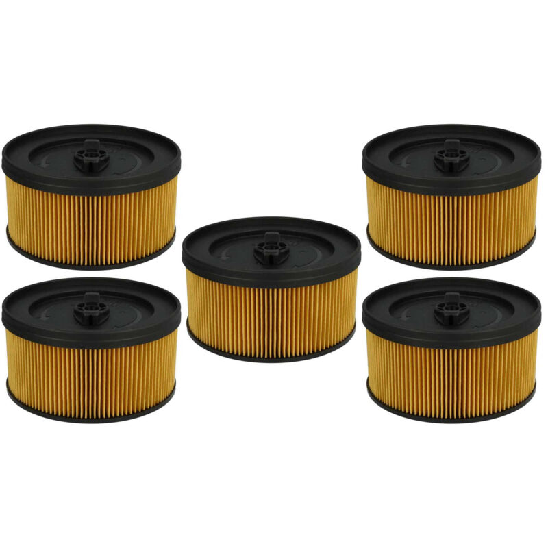 Vhbw - Lot de 5x filtres à cartouche compatible avec Kärcher wd 4.500, wd 5, wd 5.200M, wd 5.300 aspirateur à sec ou humide - Filtre plissé