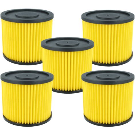 vhbw 5x filtro a pieghe piatte compatibile con Einhell TH-VC 1820 S, TH-VC 1815, TH-VC 1820/1 S, TP-VC 36/30 aspiratore - giallo