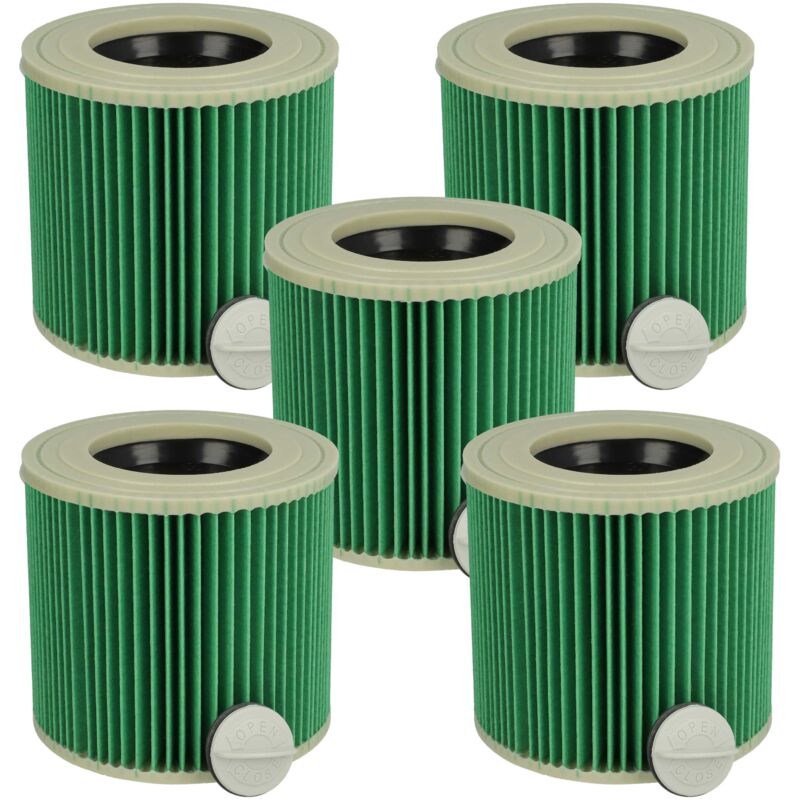 Image of Vhbw - 5x filtro a pieghe piatte compatibile con Kärcher Powerplus pow x 323 aspiratore umido/secco - Cartuccia filtrante, verde