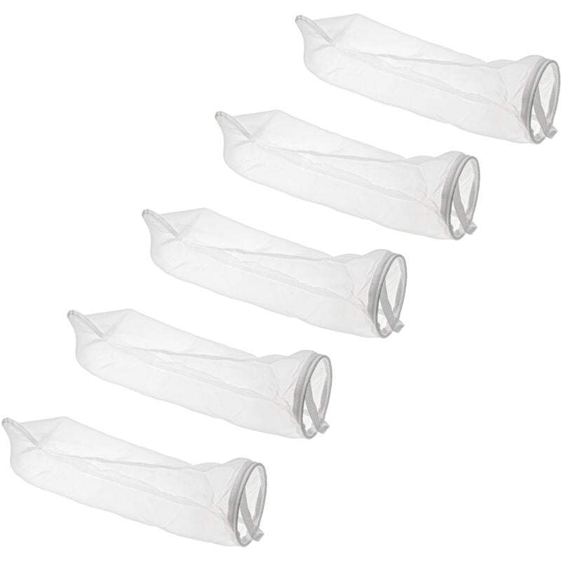 

5x Filtro de calcetín universal para acuarios, piscinas, skimmers - Bolsa filtrante, nailon, 18 x 81 cm, 100 micrómetro, blanco - Vhbw