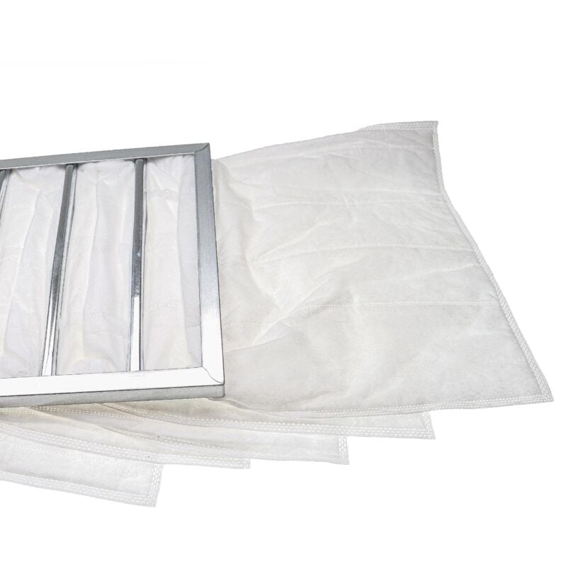 

vhbw 5x Filtros de bolsa para sistemas aire acondicionado y ventilación - Filtro G4, 29,5 x 59,2 x 38 cm, blanco