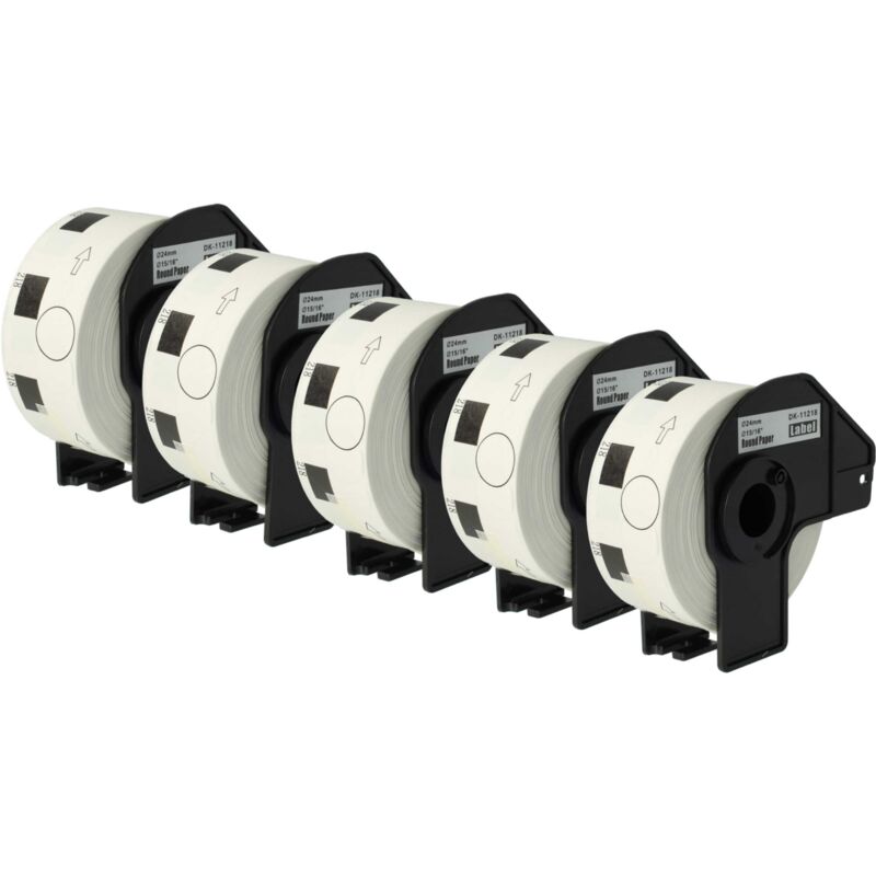 vhbw 5x Label Roll with Holder 24mm (1000 Label) compatible with Brother PT QL720NW Label Maker - Premium