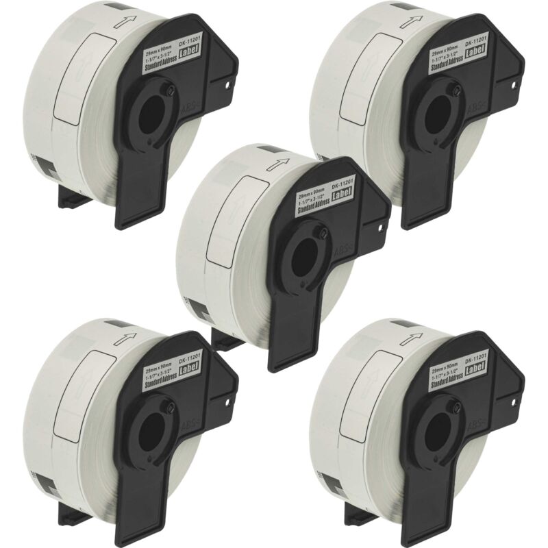 Vhbw - 5x Label Roll with Holder 29mm x 90mm (400 Label) compatible with Brother pt QL-820NWB Label Maker - Premium
