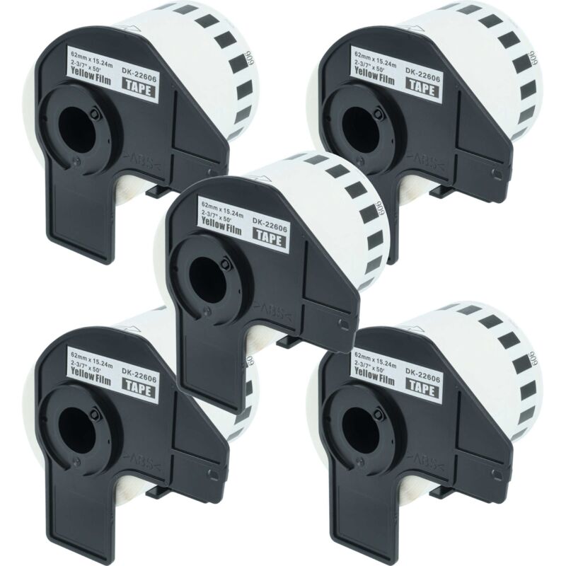Vhbw - 5x Label Roll with Holder 62mm x 15.24m (1 Label) compatible with Brother pt QL500BW, QL500BS Label Maker - Premium