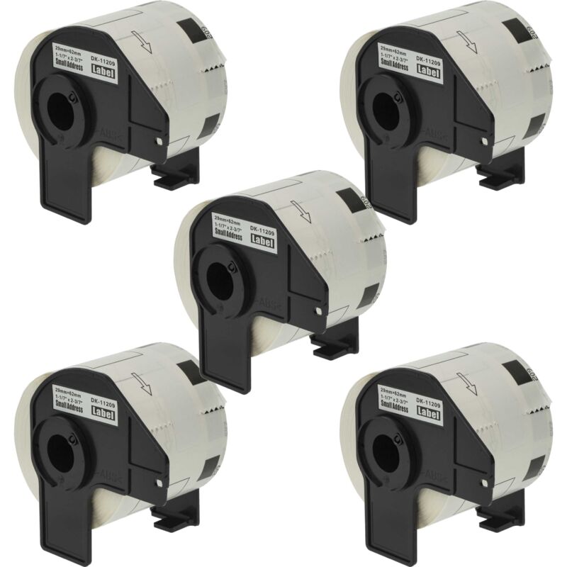 vhbw 5x Label Roll with Holder 62mm x 29mm (800 Label) compatible with Brother PT QL-700, QL-710 Label Maker - Premium