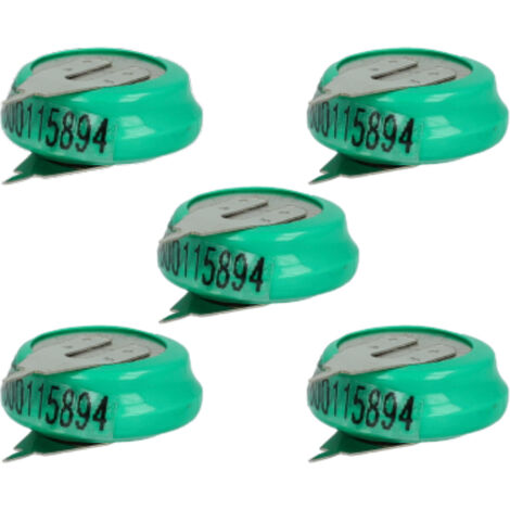 vhbw 5x NiMH Batería de botón de repuesto Tipo 1/V80H 2 pines 80 mAh 1,2 V compatible para lámparas solares, etc.