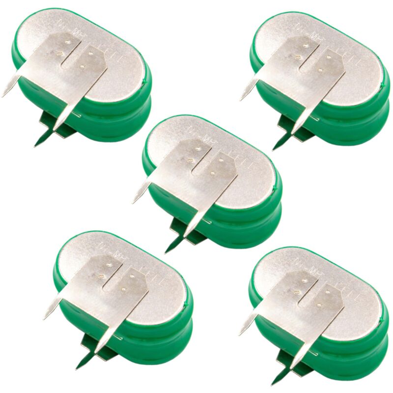 

5x NiMH Batería de botón de repuesto Tipo 2/V150H 3 pines 150 mAh 2,4 V compatible para lámparas solares, etc. - Vhbw