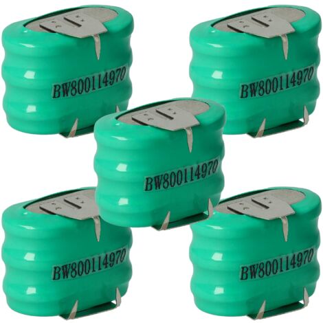 vhbw 5x NiMH Batería de botón de repuesto Tipo 3/V150H 3 pines 150 mAh 3,6 V compatible para lámparas solares, etc.