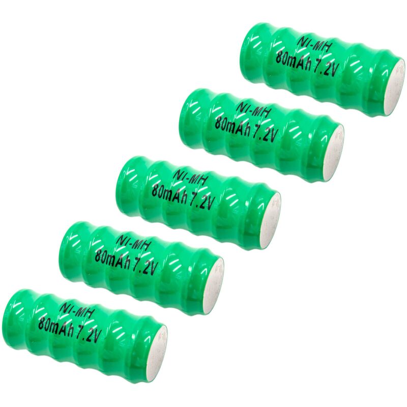

5x NiMH Batería de botón de repuesto Tipo 6/V80H 80 mAh 7,2 V compatible para lámparas solares, etc. - Vhbw