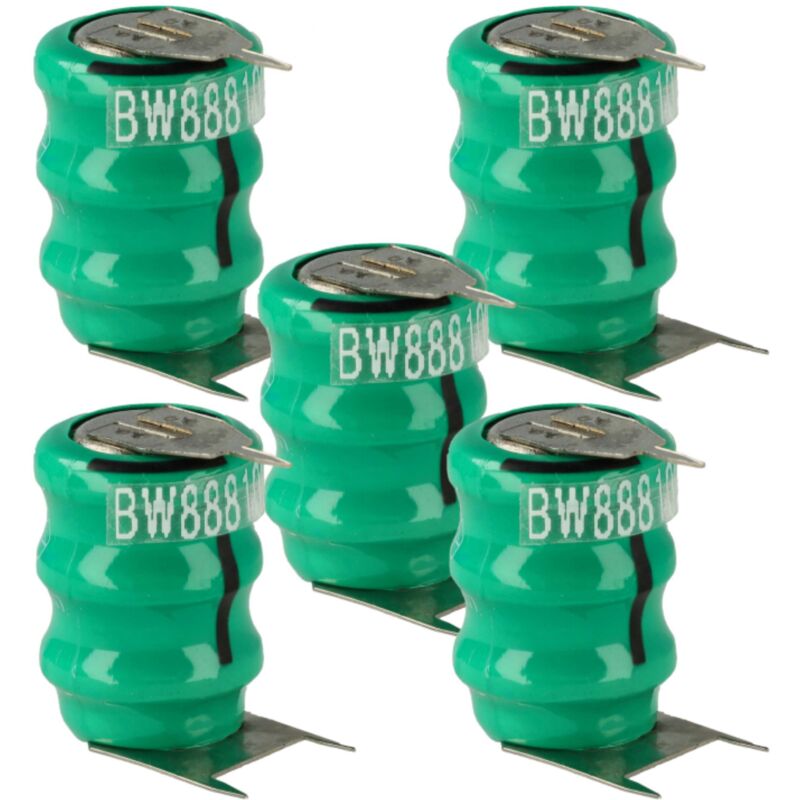 

5x NiMH Batería de botón de repuesto Tipo V40H 3 pines 40 mAh 3,6 V compatible para lámparas solares, etc. - Vhbw