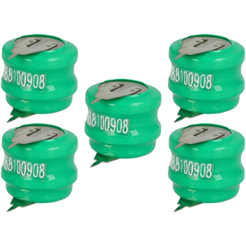 

5x NiMH Batería de botón de repuesto Tipo V80H 2 pines 80 mAh 2,4 V compatible para lámparas solares, etc. - Vhbw
