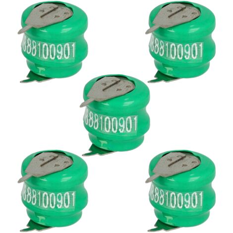 vhbw 5x NiMH pile bouton de remplacement pour type V40H 2 épingles 40mAh 2,4V convient pour les batteries de modélisme etc.