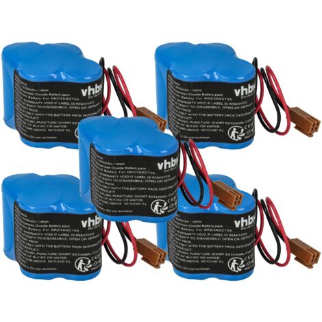 vhbw 5x Pile compatible avec Allen Bradley 1747-L514 SLC 5/01, 1747-L511 SLC 5/01 système de contrôle (3000mAh, 6V, Li-MnO2)