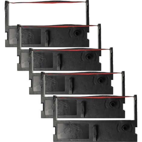 vhbw 5x Ribbon Cartridge compatible with Citizen IR31 Dot Matrix, Receipt Printer - Black-Red Ink Ribbon