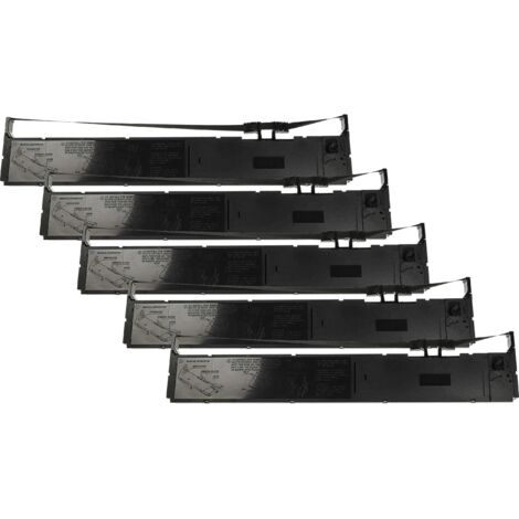 vhbw 5x Ribbon Cartridge compatible with Epson DFX 9000 N, DFX 9000 Serie, DFX 9000 Dot Matrix, Receipt Printer - Black Ink Ribbon