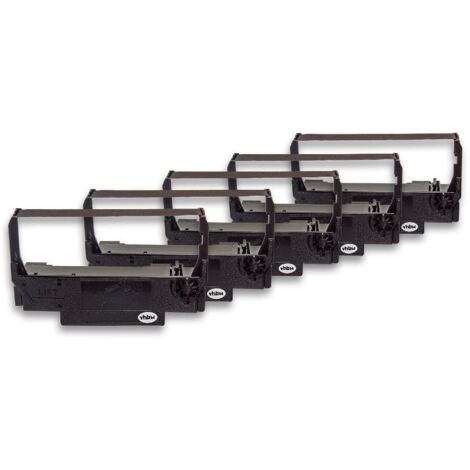 vhbw 5x Ribbon Cartridge compatible with Epson TM 300 D, TM-300C, TM-300B, TM 300 CE, TM 300 PD Dot Matrix, Receipt Printer - Black Ink Ribbon