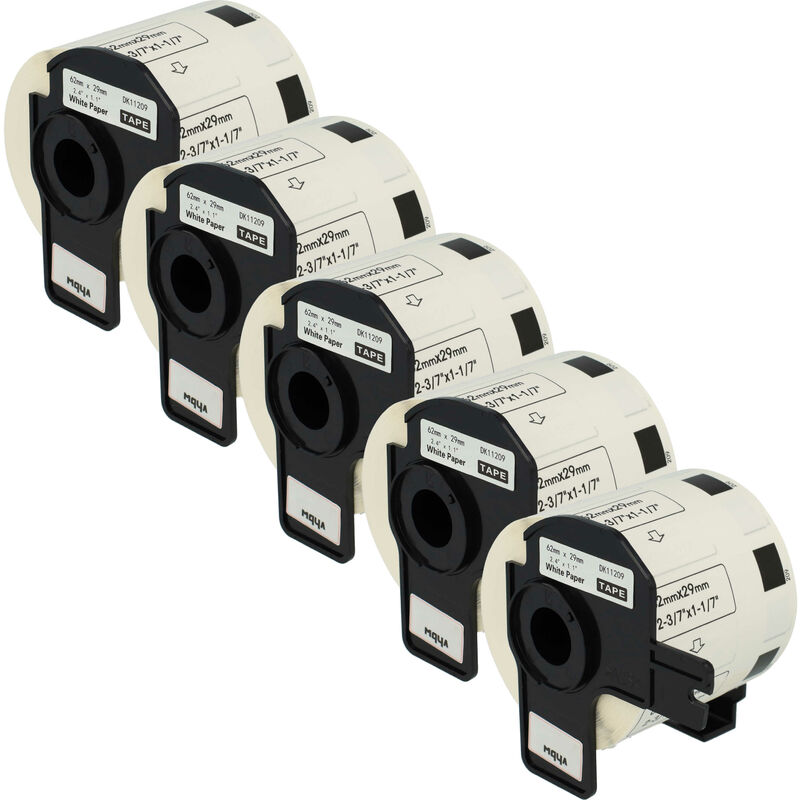 5x Rouleau d'étiquettes + support 62mm x 29mm (800 étiquettes) compatible avec Brother pt QL500BW, QL-550, QL-560, QL500BS étiqueteuse - Vhbw