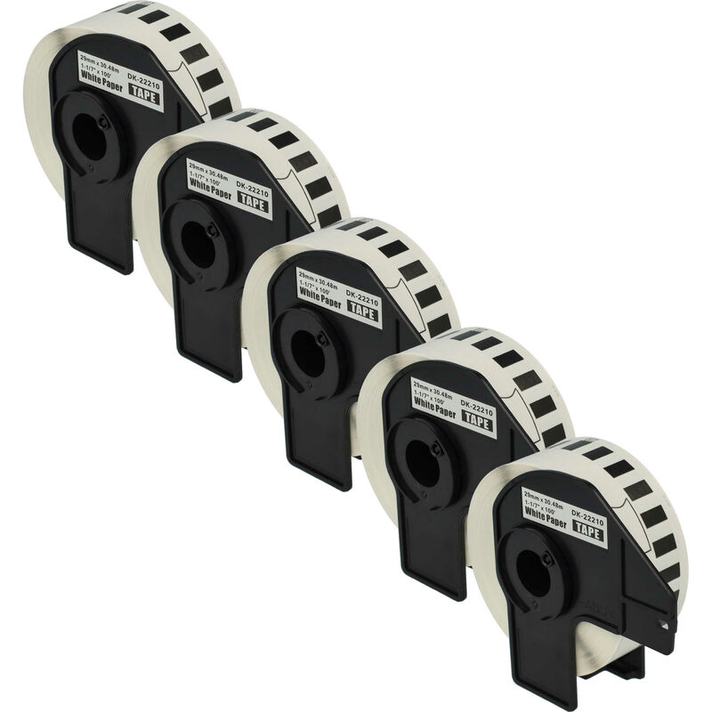 5x Rouleau d'étiquettes pour Brother P-Touch QL-650TD, QL-700, QL-710, QL-710W, QL-720, QL-720NW comme Brother DK-22210. - Vhbw
