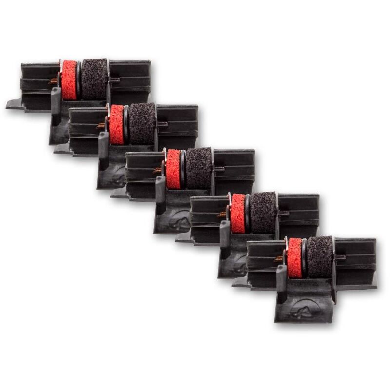 5x Rouleaux d'encre noir-rouge compatible avec Casio HR21, HR170L, HR18 calculatrice de poche, caisse enregistreuse - Vhbw
