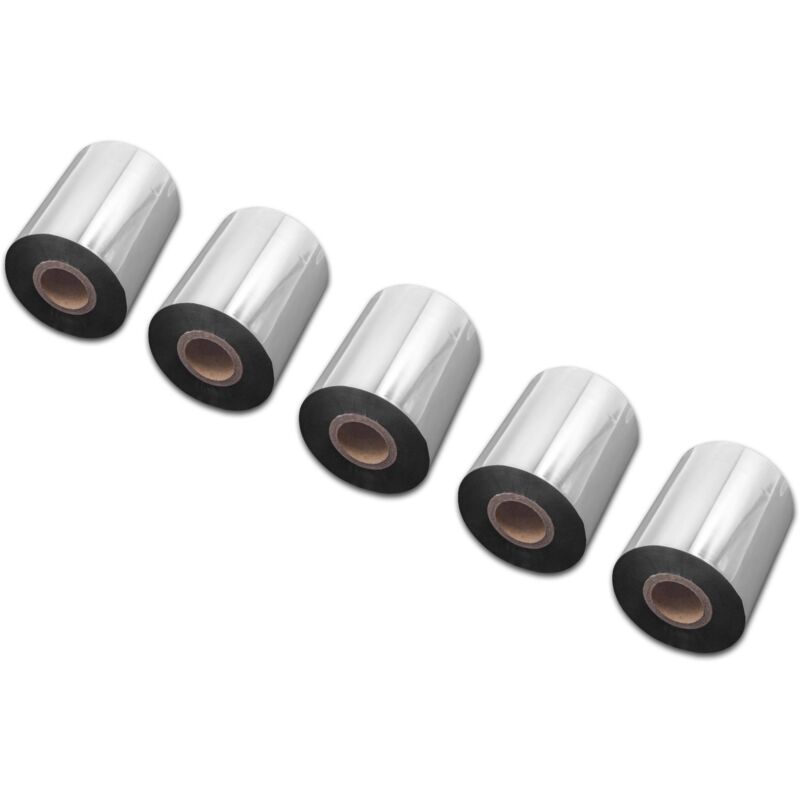 vhbw 5x Thermal Ribbon compatible with Zebra ZT620, ZT610, ZT510 Label Printer, 80 mm x 300 m, Wax Resin, Black
