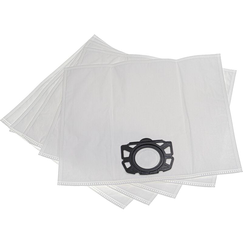 vhbw 5x Vacuum Cleaner Bag compatible with Kärcher WD 7.000 (1.347-500.0), WD 7.200 (1.347-530.0) Vacuum Cleaner - Microfleece, 39 cm x 24.5 cm White