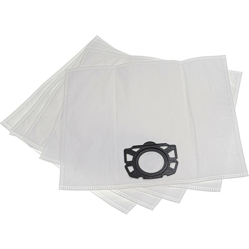 Vhbw - 5x Vacuum Cleaner Bag compatible with Kärcher wd 7.700 p (1.347-630.0) Vacuum Cleaner - Microfleece, 39 cm x 24.5 cm White