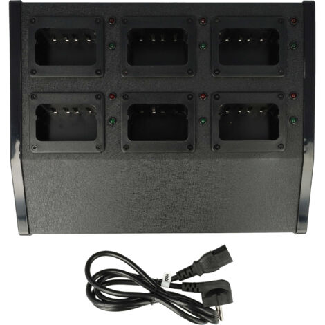 vhbw 6-fach Ladegerät kompatibel mit Kenwood TK-3301, TK-3300, TK-3217, TK-3301E, TK-3300UP Funkgerät-Akkus - Ladestation, 8,4 V