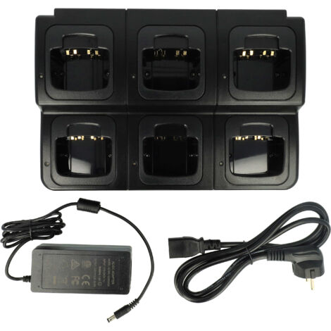 vhbw 6-fach Ladegerät kompatibel mit Motorola HT1550, HT750 Funkgerät-Akkus - Ladestation + Netzteil, 8,4 V, 0,6 A