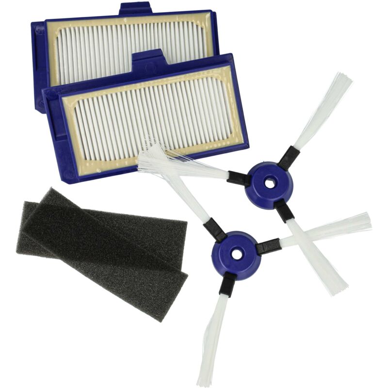 Vhbw - 6-Part Accessory Set compatible with Rowenta Smart Force Extreme RR7126 Vacuum Cleaner Robot - foam filter, hepa filter, side brushes