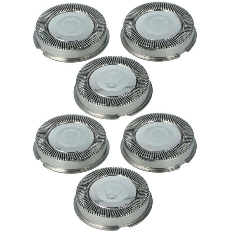 vhbw 6x cabezales de repuesto compatible con Philips HS550, HS555, HS655, HS 355B, HS536, HS540, HS355A, HS360, HS545 máquina de afeitar