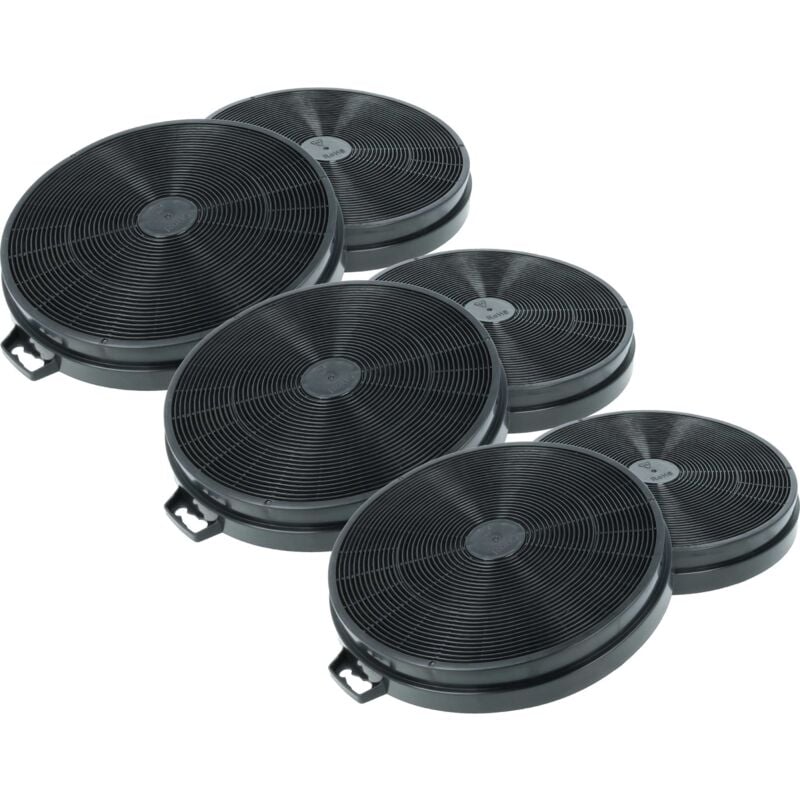 Vhbw - 6x Filtres à charbon actif compatible avec Balay 3BC 764 n/ 01, 3BC 764 x, 3BC 764 b/ 01, 3BC 764 b/ 02, 3BC 764 n hotte aspirante - 20,2 cm