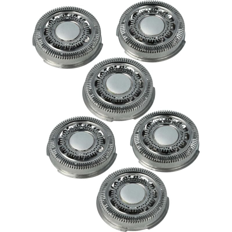 6x Têtes de rasoir remplacement pour Philips SH90/60, SH70/60, SH90, SH70 pour rasoir électrique, argenté - Vhbw