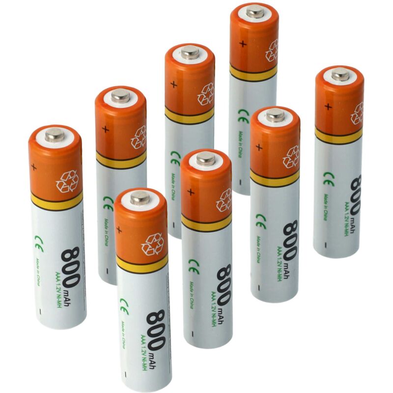 

8 x AAA, Micro, R3, HR03 batería 800mAh para Swissvoice Avena 357, 578, 748, Eurit 557, 748, 758, 758 Duo, Telekom T-Com Sinus CA34, 411 - Vhbw
