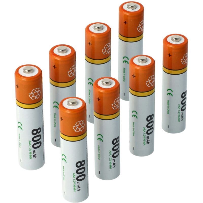 

8 x AAA, Micro, R3, HR03 batería 800mAh para Telekom T-Com Sinus 501i, 502i, A302i, A502i, CA33 - Vhbw