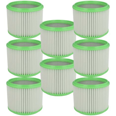 vhbw 8x Faltenfilter kompatibel mit Makita 446, 440 83133B8K, 441, 448, 446LX, 442, 443, 446L, 440, 444, 445 Staubsauger - Patronenfilter, Grün Weiß
