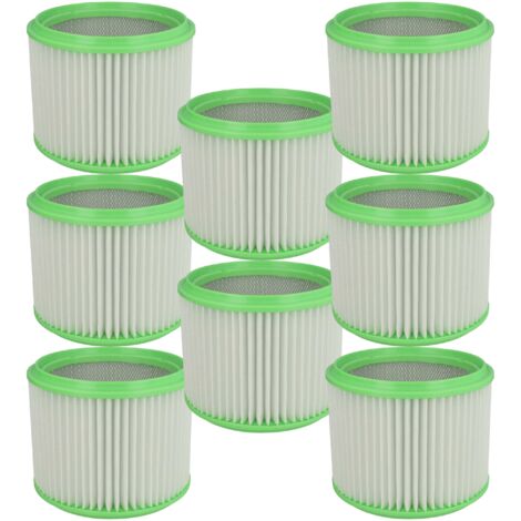 vhbw 8x Faltenfilter kompatibel mit Makita 83203 BJA, VC2512L, 448 83203BJA, VC2012L, P-70219, VC2010L Staubsauger - Patronenfilter, Grün Weiß
