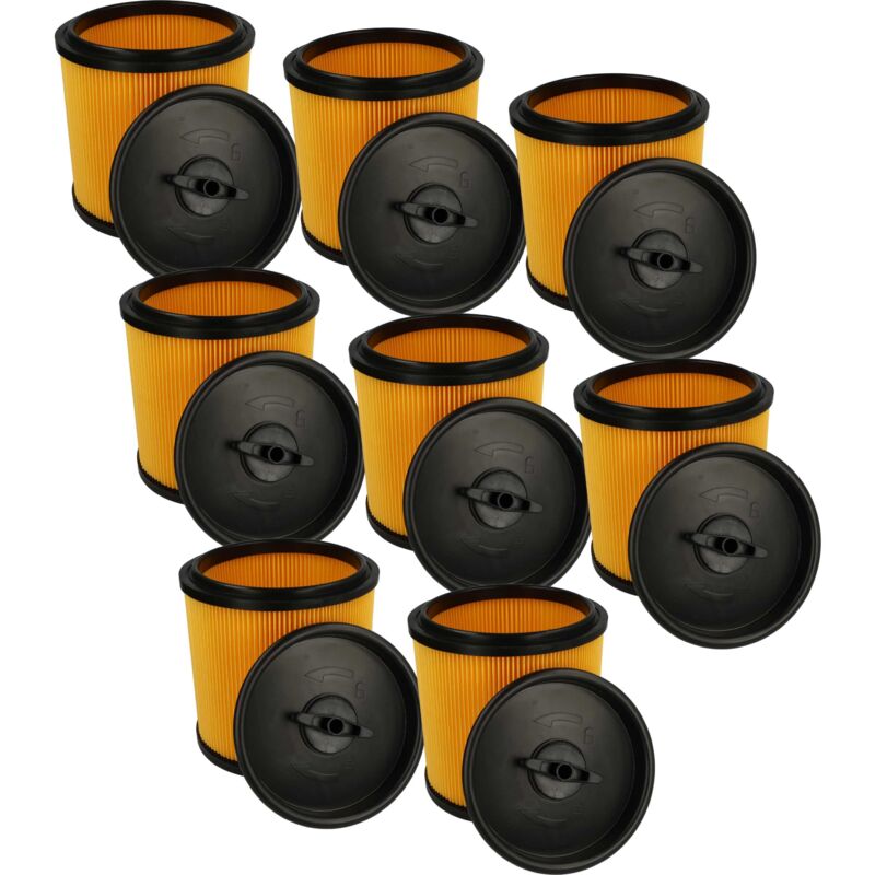 Image of Vhbw - 8x filtro a pieghe piatte compatibile con Parkside (Lidl) pnts 1300 F5, 1300 E4, 1300 C3, 1300 B2, 1300 A1 aspirapolvere - giallo / nero