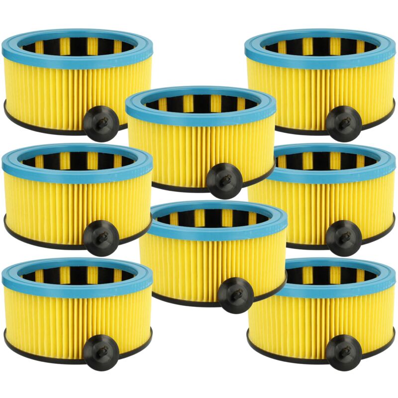 Image of Vhbw - 8x filtro a pieghe piatte compatibile con Starmix as series, as A-1232 eh+, as A-1220 eh+, as 1232 pg+ aspirapolvere - blu / giallo / nero