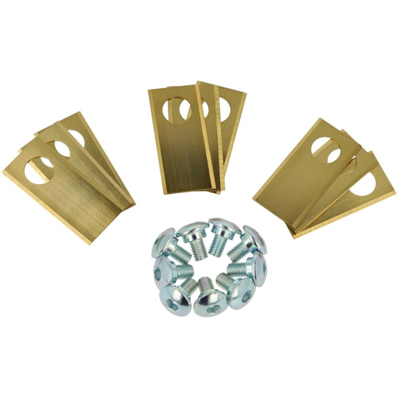 

vhbw 9x Cuchilla repuesto compatible con Honda Miimo 3000, 310, 520 cortacésped - Recambio, dorado, acero (recubrimiento de titanio)