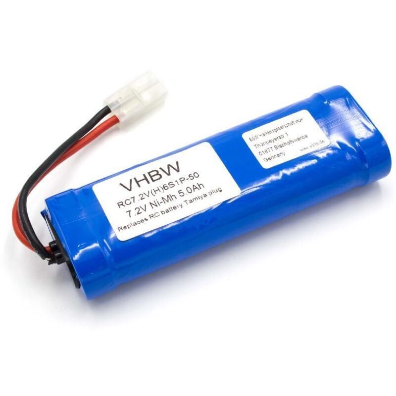 Vhbw - Batterie compatible avec Tamiya connecteur pour modéle rc par ex. voiture de course, hélicoptère, avion (5000mAh, 7,2V, NiMH)