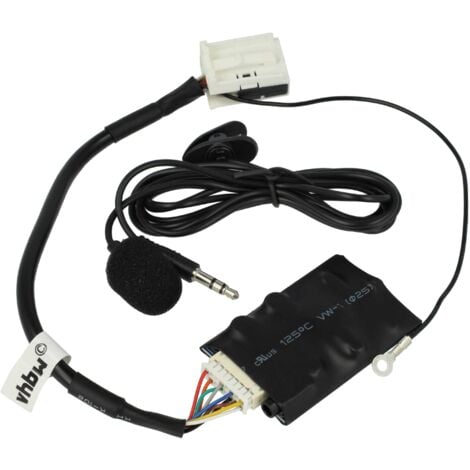 vhbw Adaptador bluetooth compatible con Seat Altea, Leon, Toledo radio coche - Incl. micrófono, cable jack + Clip
