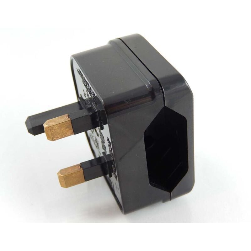 

Adaptador viaje 230 V, Tipo G BS 1363 (clavija (macho) UK a clavija (hembra) euro) - Adaptador viaje, negro, 250 V / 16 A - Vhbw