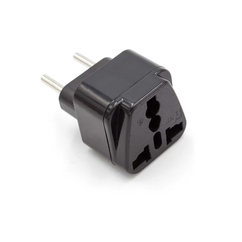 

Adaptador viaje (clavija (macho) euro a clavija (hembra) UK/USA/China-etc.) - Adaptador viaje, negro, 250 V / 16 A - Vhbw