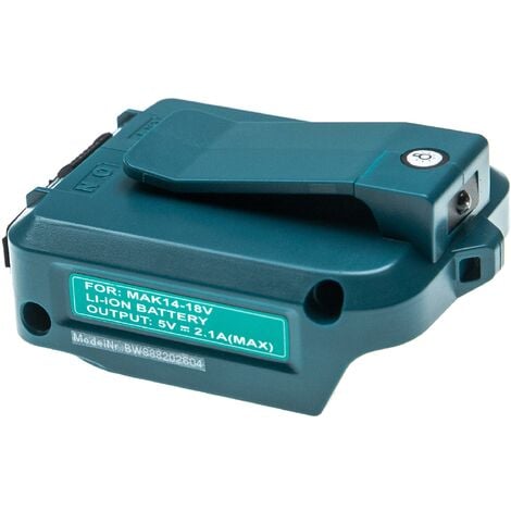 vhbw Adaptateur de batterie compatible avec Makita BL1415, 194559-8, 195443-0 outils électriques - Adaptateur batteries Li-ion 14,4 V - 18 V / 2 A