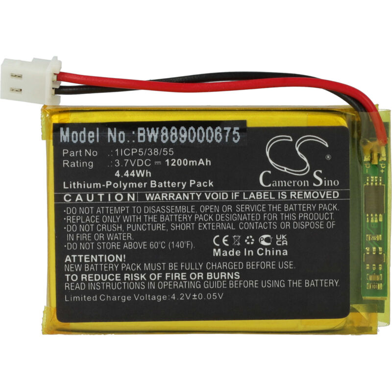 Image of Vhbw - Akku Ersatz für nuk 1ICP5/38/55 für Babyphone Babytalker (1200mAh, 3,7V, Li-Polymer)