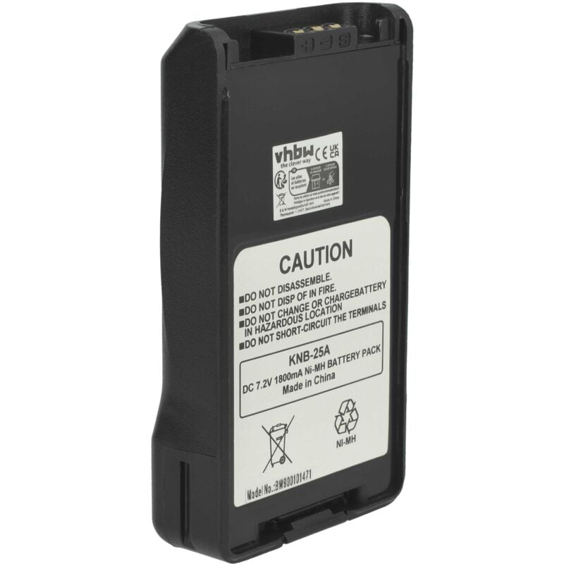 Image of vhbw Akku Ersatz für Kenwood KNB-57L für Funkgerät, Walkie Talkie (1800mAh, 7,2V, NiMH)