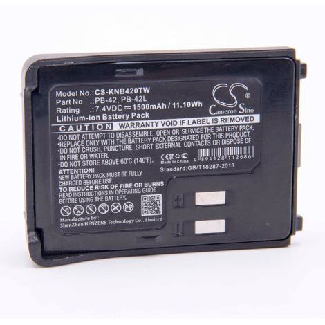 vhbw Akku Ersatz für Kenwood PB-42, PB-42L, PB-42Li für Funkgerät, Walkie Talkie (1500mAh, 7,4V, Li-Ion)