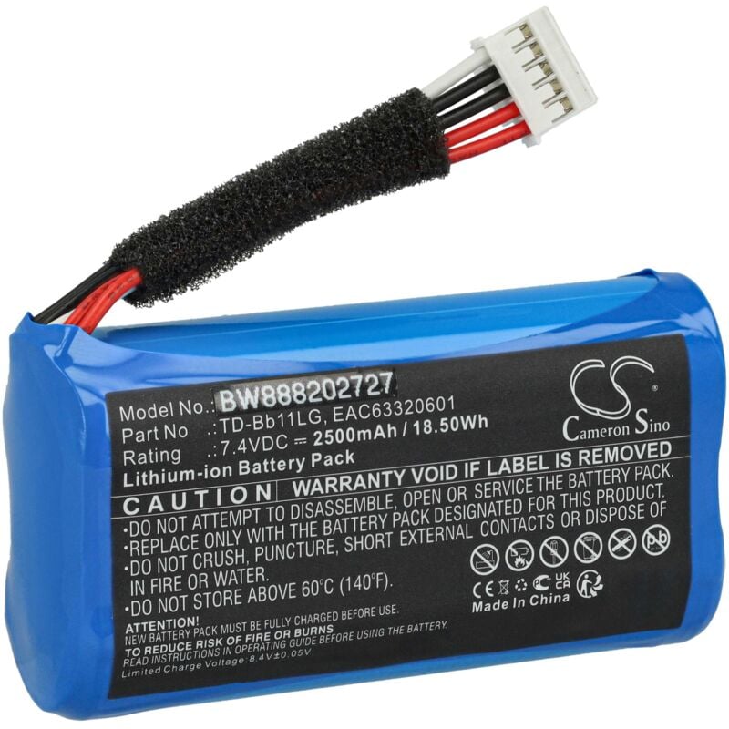 Image of vhbw Akku kompatibel mit LG Xboom Go PK7 Lautsprecher Boxen Speaker (2500 mAh, 7,4 V, Li-Ion)