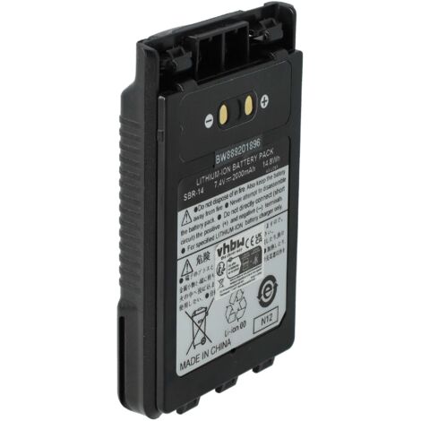 vhbw Akku Ersatz für Yaesu SBR-14, SBR-14Li für Funkgerät, Walkie Talkie (2000 mAh, 7,4 V, Li-Ion)